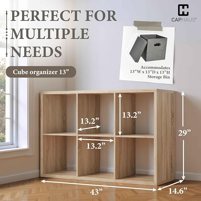 CAPHAUS Sturdy Room 13-Inch Cube Storage Organizer Shelf, with Extra Thick Exterior Edge, Open Storage Shelf Divider, Bookcas