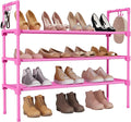 LANTEFUL 3 Tier Shoe Rack for Closet, Shoe Organizer with 5 Hooks, Long Shoe Shelf Storage for Shoe and Boot Stackable Free S