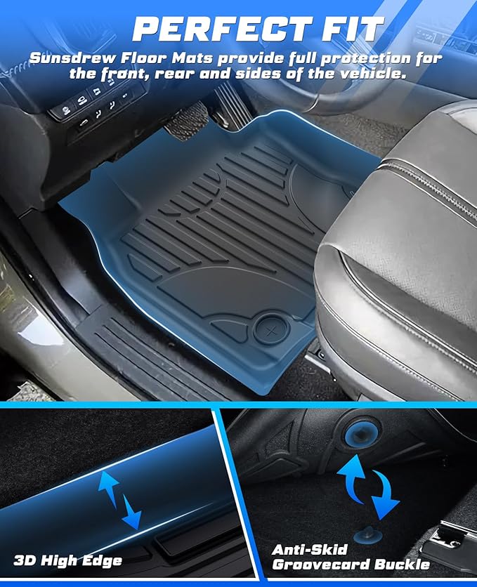 Sunsdrew Floor Mats for 2023-2025 2026 Mazda CX-50 (Not for Hybrid), All Weather Car Mats Front Rear 2 Rows Floor Liners CX50 Accessories TPE Rubber Raised Edge