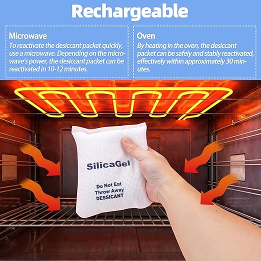 500g Silica Gel Packets,Rechargeable Desiccant Packs, Moisture Absorbers for Moisture Control, Desiccant Dehumidifier for