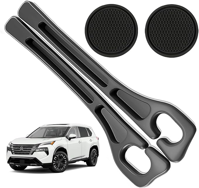 Car Seat Gap Filler Organizer Compatible with Nissan Rogue Accessories Seat Gap Plug Blocker with Storage Slot Non-Slip Car Cup Holder Coaster Black