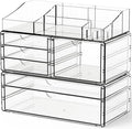 Yieach Acrylic Make up Organizers for Counter,Desk and Vanity,3 Pack Stackable Bathroom Counter Organizer with Drawers,Large 