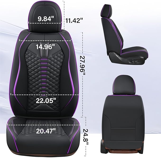 Coverado Leather Seat Covers, Car Seat Covers Full Set, Nappa Leather Seat Covers for Cars, Car Seat Protectors Waterproof, 5