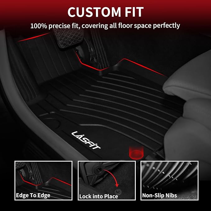 LASFIT Floor Mats & Cargo Mat for Mercedes Benz GLC SUV 2026 2025 2024 2023 GLC300 / GLC43 AMG (Not for Coupe & PHEV), All Weather TPE Car Mats for GLC 2023-2026 Floor Liners & Trunk Mat, Black