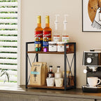 Giikin Kitchen Counter Shelf, Kitchen Countertop Organizer, 2 Tier Spice Rack for Counter, Wood Coffee Bar Organizer for Coff