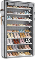 LANTEFUL Shoe Rack with Covers 10 Tier Tall Shoe Rack Organizer Large Capacity Shoe Shelf Storage 40 Pairs Space Saving Free 