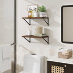 Floating Shelves for Wall,18" Wall Mounted Shelves Set of 2,Wood Floating Shelf with Bracket,Sturdy Metal Bracket Bookshelves