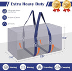 6 Pack Moving Bags with Full-Open Side Zipper, Extra Large 93L Heavy Duty Waterproof Foldable Storage Totes for College Dorm,