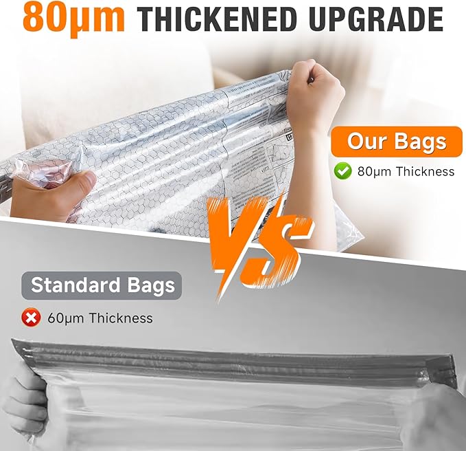Space Saver Vacuum Storage Bags with Portable Electric Pump, Vacuum Seal Bags for Clothing Travel, Compression Bags for Trave