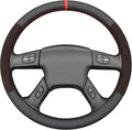 MEWANT Hand Stitched Steering Wheel Cover for Chevy Silverado 1500 2003-2006 Mesh Athsuede Real Leather Steering Wrap