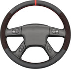 MEWANT Hand Stitched Steering Wheel Cover for Chevy Silverado 1500 2003-2006 Mesh Athsuede Real Leather Steering Wrap