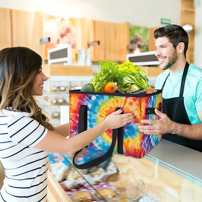 Reusable Grocery Bags Heavy Duty Shopping Bags Foldable Large Tote Bags with Long Handles & Hard Bottom