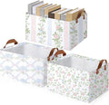 Boao 3 Pcs Blue Hydrangea Storage Bin Fresh Style Floral Collapsible Large Storage Baskets for Gifts Canvas Laundry Basket Fo