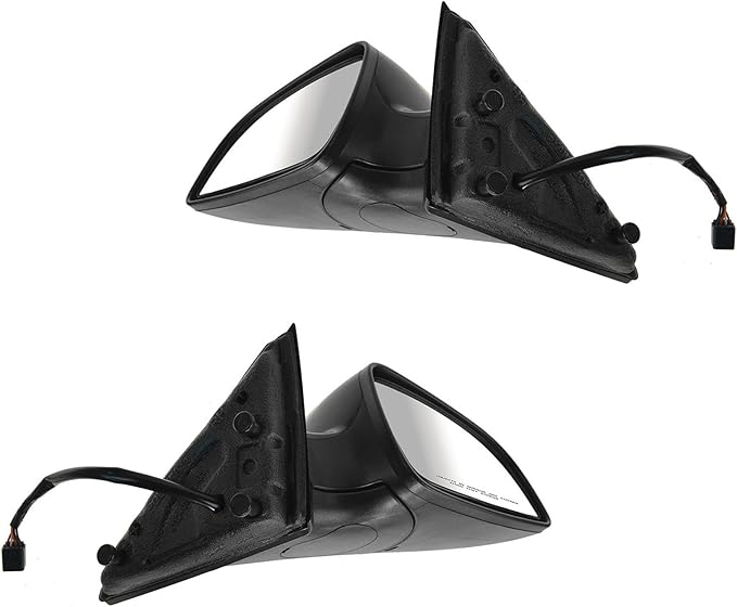 TRQ 2 Piece Driver and Passenger Side Mirror Assembly Set Electric Adjustment Heated No Memory Black Compatible with 2007-200