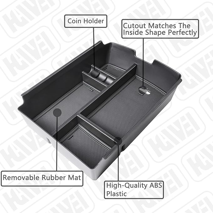 Center Console Organizer Compatible with VW Atlas and Cross Sport 2018 2019 2020 2021 2022 2023 Accessories, Interior ABS Armrest Storage Box Insert Tray (Not Fit 2024 2025), Black