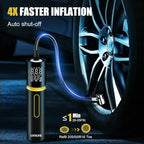 Tire Inflator Portable Air Compressor, Omont 150PSI Electric Bike Tire Pump Cordless Air Pump for Car Tires, 4X Faster Portable Tire Inflator with Digital Pressure Gauge for Car Bike Motorcycle Ball