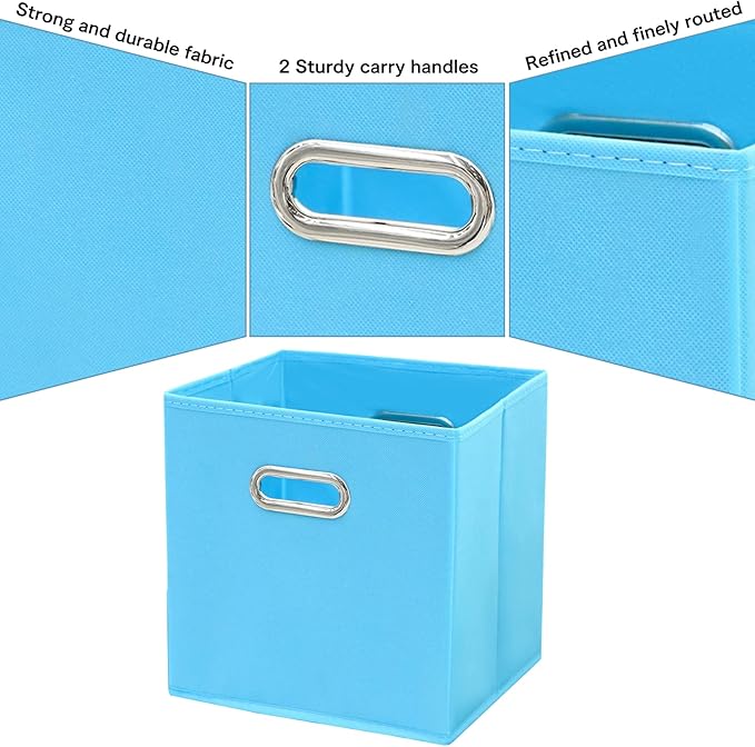 Black Fabric Cubby Storage Bins,13x13x13 Inches ,Cube Organizer Bin Foldable Storage Boxes with Dual Handles Fabric Organizer