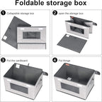 Univivi [4-Pack Fabric Storage Boxes Collapsible Storage Bins with Lids and Handles Cube Organizer Basket for Home, Closet, B