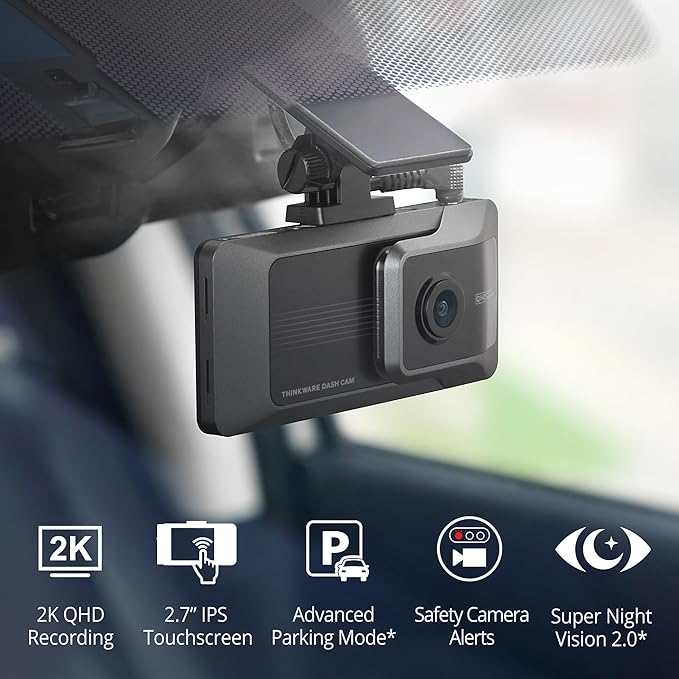 Thinkware ARC Dual Dash Cam Front & Rear 2K QHD, 2.7” LCD Touchscreen, 130° Wide Angle, GPS, Wi-Fi, Super Night Vision, Smart