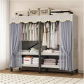 Portable Wardrobe Closet with Cover, Metal Clothing Organizer for Bedroom, Foldable Clothe Rack, Garment Rack for Hanging Clo