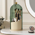 YOOLENS Makeup Brush Holder with Lid 360 Rotating Clear Dustproof Make Up Organizers for Vanity Bathroom Countertop, Green Be