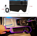 7 Color Led Car Seat Gap Filler Organizer Car Seat Pocket Gap Filler with USB+C Fast Charger,Car Gap Organizer Storage 2023 Console Side Seat Gap Filler fit for Passenger Side(Black-passenger side)