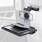 Back Seat Car Tray & Car Desk for Laptop, Wood Cup Holder Table Aluminum Cantilever Laptop Mount for Vehicle,Steering Wheel Tray Fits for Tesla Model Y/3/S Camry Forester F150 Tundra&Most Vehicles