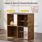 COMHOMA 4 Wood Cube Storage Organizer with Open Back and Removable Back Panels, 11In Brown Cube Storage Bookshelf, Cubicle Sh