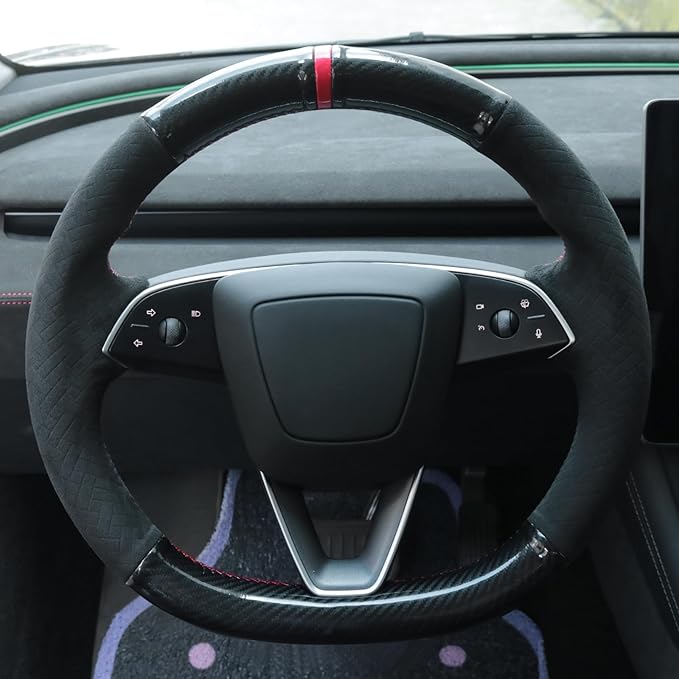 MEWANT DIY Stitching Steering Wheel Cover Wrap for Tesla Model 3 Highland 2023-2025/Model Y 2025 Highland for Tesla Model 3/Model Y Accessories