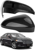 Passenger Side Mirror Cover Replacement for Ford Fusion 2013 2014 2015 2016 2017 2018 2019 2020 2021 2022 - Right Side Mirror Covers, Rear View Mirrors Cap Accessories Carbon Fibre, With Lamp
