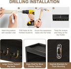 Key Holder Wall Mount - Mail Organizer Wall Mount with 6 Key Hooks and Storage Box for Sunglasses Storage and Dog Leash Holde