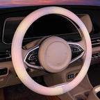 Leather Steering Wheel Cover, Colorful Cute Pink Purple Steering Wheel Cover Non-Slip Breathable Fabric Absorbing Sweat Unive