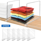 12 Inches [Extra Tall Version] Clear Shelf Dividers for Closet Organization and Storage, 6 Pack Purse Organizer for Closet Ac
