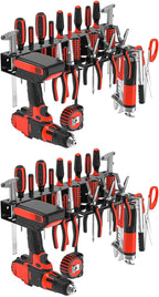 2Pcs Metal Screwdriver Organizer, Wall Mount Plier Organizer Hammer Holder, Hand Tool Storage Rack for Garage Workshop Workbe
