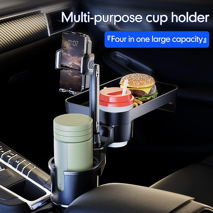 Car Cup Holder Multifunctional Cup Holder Expander with ° Rotation Tray Mobile Phone Holder Adjustable Base to Front Back Sea