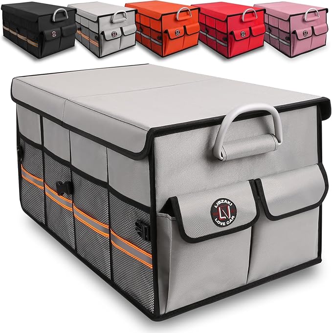 Car Trunk Organizer, Cargo Organizer SUV Trunk Storage Non Slip Bottom Waterproof Collapsible Durable Multi Compartments-(Stan