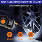 Portable Tire Inflator, 150PSI Cordless Air Pump for Fast Inflation, for Car Tires, Bike Tires, Motorcycles, and Balls, Featuring Pressure Gauge and LED Indicator