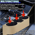 Car Cup Holder, PU Leather Auto Front Console Gap Filler Organizer, Multifunctional Cup Drink Holder, Car Seat Gap Filler Storage Box, Coin Bucket, Cell Mobile Phone Holder (Beige)
