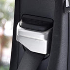 iJDMTOY Satin Silver Front Seat Belt Shoulder Height Adjustment Button Cover Trims Compatible with Mercedes W205 C-Class W213 E-Class X205 GLC-Class