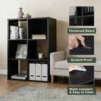6 Cube Storage Organizer Shelf, Open Cube Bookshelf, Reversible Bookcase, Modern Sturdy Storage for Living Room, Bedroom, Ent