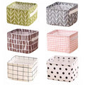 Foldable Storage Basket - Set of 6 Small Collapsible Canvas Containers Organizers with Handle for Home Decor or Storing Toys,