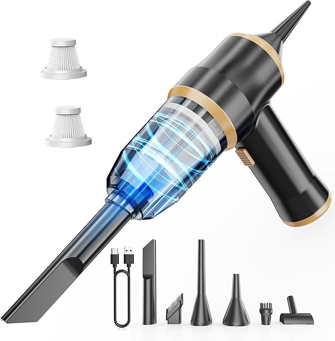 Mini Car Vacuum 15000Pa Portable Cordless Handheld Vacuum Cleaner and Air Duster with 2 Filter for Car, Sofa, Office, Pet, Ho
