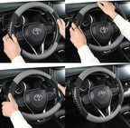 West Llama Nappa Leather Car Steering Wheel Cover Gel Massage,Cool in Summer,Universal 15 inch(Gray+Black-Standard Size)