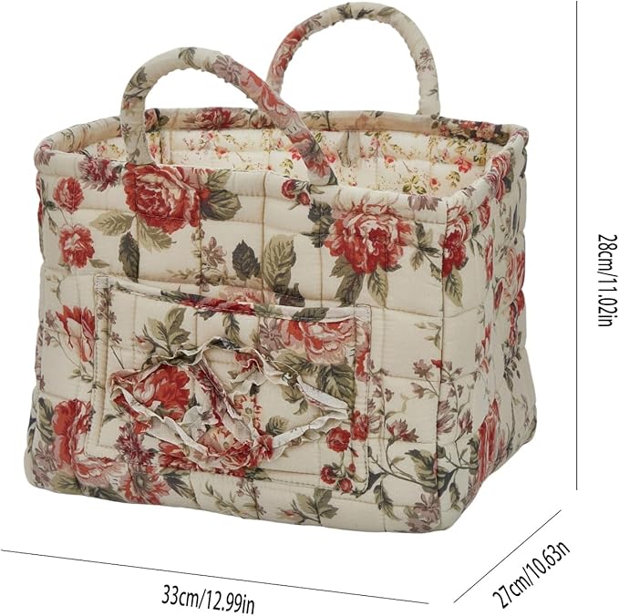 Boho Fabric Storage Basket, Large Capacity Laundry Basket, 12.2'' x 10.23'' x 10.23'' Collapsible Laundry Hamper with Easy Ca