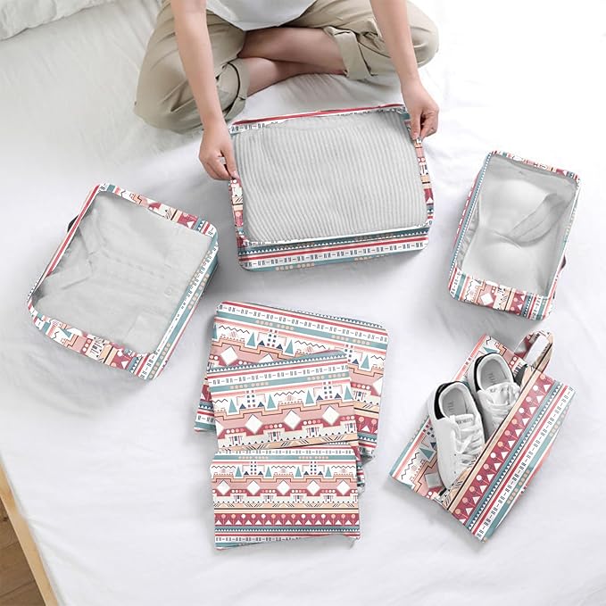 7 Set Packing Cubes Travel Luggage Organizers for Suitcase Travel Accessories with Shoe Bag for Girls Women Aesthetic Cute Bo