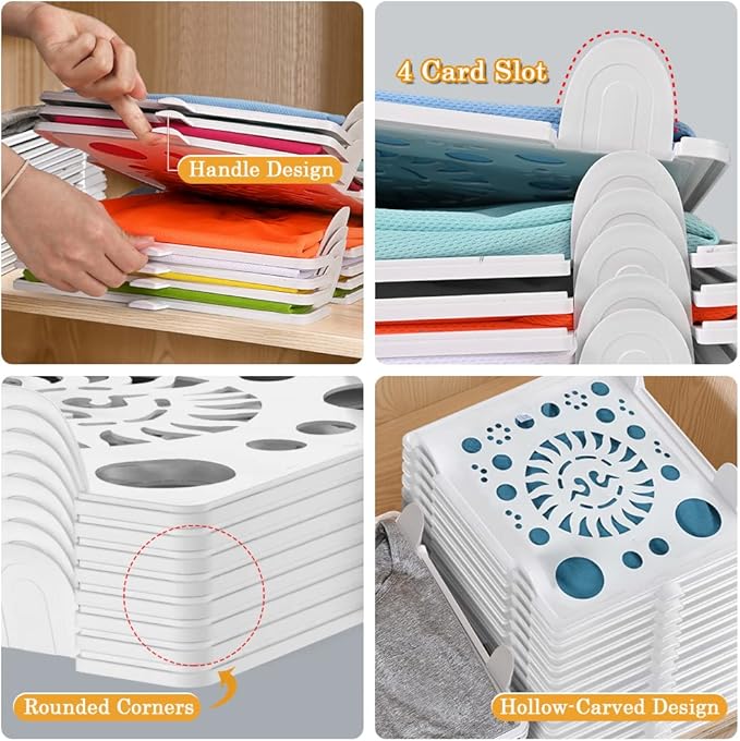 Accenter Tshirt Organizer for Clothes Storage, Stackable Closet Organizer with Easy Access, Shirt Folder Board, Sturdy and Du
