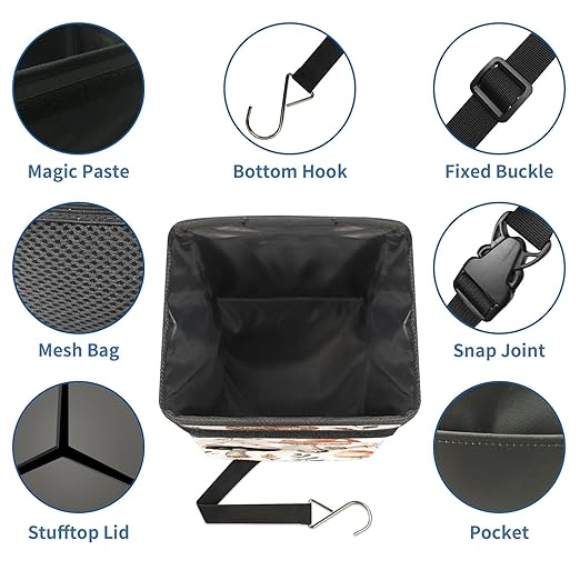 Car Trash Can – Multi-Purpose, Lightweight and Portable with Durable Water-Resistant Coating, No Installation Required, Practical and Ample Capacity, Variety of Colors.Mushroom