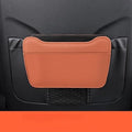 Car Leather Trash Can for Seat Back, Hanging Garbage Bin, Waterproof Foldable Stroage Organizer for Car, Multipurpose Interior Accessories for SUV Truck RV Camping (Orange Chair Back Clip)