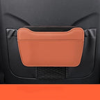 Car Leather Trash Can for Seat Back, Hanging Garbage Bin, Waterproof Foldable Stroage Organizer for Car, Multipurpose Interior Accessories for SUV Truck RV Camping (Orange Chair Back Clip)