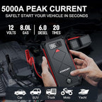 Acmount P100 Car Jump Starter, 5000A Peak Lithium Jump Starter Battery Pack for Up to 10.0L Gas or 8.0L Diesel Engine, Safe